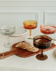 Handblown Hammered Coupe Cocktail Glass Pair-1