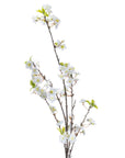 White cherry blossom floral spray with burgundy accents, lifelike plastic petals, 48.8 inches tall by sostter at brixbailey.com