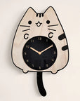 3D Wooden Cartoon Cat Wall Clock - Whimsical, Educational & Quiet Quartz Movement for Kids by Baby Lamby at brixbailey.com