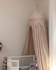 Star Canopy by Sebra - Jetty Beige luxury baby bed canopy with magical star trim, premium fabric, easy to hang, machine washable by Ella James at brixbailey.com