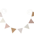 Premium double-sided bunting, 150 cm long with eight triangular fabric flags in four stylish shades, Birchbark Rose design by Ella James at brixbailey.com