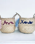 Pink Personalised tassel name basket - Large