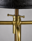 Antique Brass & Black Leather Adjustable Bar Stool