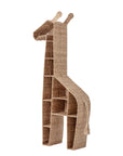 Luxury tall giraffe bookcase, stylish safari-themed woven grass shelving unit, premium nursery storage for toys and books by Ella James at brixbailey.com