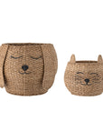 Luxury woven grass storage basket, stylish puppy or kitten design, premium rattan toy organizer for bedroom or playroom by Ella James at brixbailey.com
