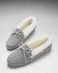 Women's slippers, sheepskin, dove grey suede