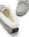 Women's slippers, sheepskin, dove grey suede