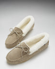 Women's slippers, sheepskin, taupe suede