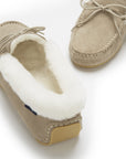 Women's slippers, sheepskin, taupe suede