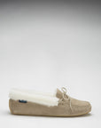 Women's slippers, sheepskin, taupe suede