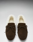 Slippers, sheepskin, brown suede