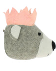 Luxury mini baby bear head with pink crown, stylish nursery decor for princess rooms by Ella James at brixbailey.com