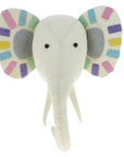 Luxury pastel felt elephant wall head, stylish safari nursery decor, handcrafted wool felt with beaded eyes, premium kids room art by Ella James at brixbailey.com