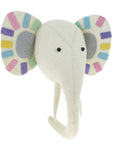 Luxury pastel felt elephant wall head, handcrafted safari decor for kids room, stylish nursery art, premium wool felt by Ella James at brixbailey.com