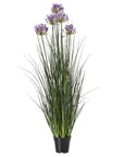 Lifelike purple agapanthus faux plant in pot with green foliage, 120cm tall, perfect for home or office decor.by Sostter at brixbailey.com