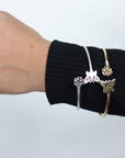 Whimsical Butterfly Open Bangle – Adjustable Bangle with Butterfly and Flower Motifs