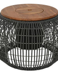 Luxury Seville Rope Side Table with Acacia Wood Top, Stylish Outdoor Indoor Woven Design, Hidden Storage Compartment by Ella James at brixbailey.com