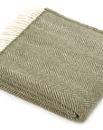 Herringbone Pure New Wool Throw - Olive
