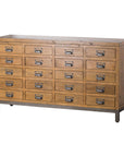 Industrial rustic merchant chest in solid pine with gunmetal accents, featuring 20 compartments and cast iron handles by Sostter at brixbailey.com