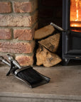 Antique pewter hearth set with matching brush and shovel, steel construction in rich silver tone for fireplace maintenance by sostter at brixbailey.com