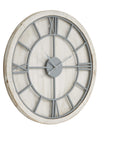 Whitewashed Wood Square Wall Skeleton Clock