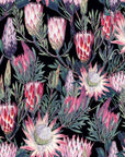 Black and pink botanical velvet drum lampshade / ceiling shade, with a white lining