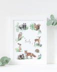 Forest Animals Watercolour Name Print