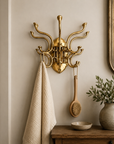 Metal Swivel Coat Rack | 5 Hook Wall Hanger | Solid Brass, Black or Chrome