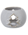 White Ceramic Tealight Holder with Tree Design