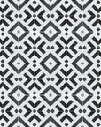 Black geometric porcelain tile, premium anti-slip outdoor and indoor tile, stylish black and white geometric pattern, durable porcelain tile by Maria Starling Design at brixbailey.com