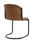 Rich Brown Curved Leather Dining Chair