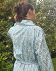 Blue Floral Frilly Dressing Gown