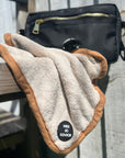Mini Dog Towel + Clip, Dusty Pink & Green