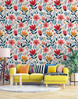 Colorful Funky Floral Wallpaper