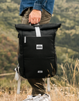 Premium Polar Explorer Backpack, waterproof hemp backpack with laptop compartment, USB charging, ergonomic support, black by Arcticus at brixbailey.com