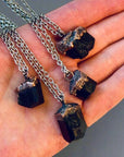 Raw Black Tourmaline Necklace - Mens | Handmade by Blackbird & Sage