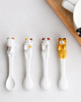 Ceramic Cat Shaped Tea Spoon Set – 4 Colors, Hang-on Cup Design