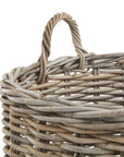 Set of 3 round Kubu rattan storage baskets with handles, natural brown wicker texture, sizes small/medium/large.by Sostter at brixbailey.com