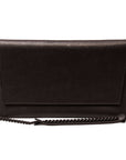 Black Chain Shoulder Bag in Matte Leather
