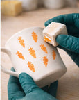 Reusable Pottery Sponge Stamp – Ceramic Clay Carrot Stamp Tool for Pottery Decoration