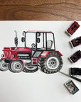 Watercolour Vehicles Wallpaper | Diggers, Fire Engines & Trucks | Kids Bedroom & Nursery