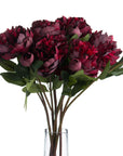 Burgundy faux peony stem with realistic petals and bud, perfect for everlasting floral arrangements. by sostter at brixbailey.com