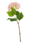 Lifelike faux hydrangea stem with soft pink blooms and green leaves, 70cm tall, for vase arrangements by sostter at brixbailey.com