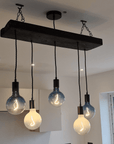 Matt Black Canopy Wooden Beam Chandelier