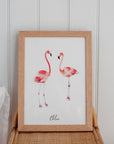 Personalised Watercolour Flamingo Art Print – Custom Nursery or Kids Room Decor, A3/A4/A5 Sizes