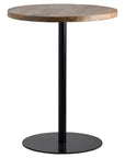Industrial bar table with solid hardwood top and powder-coated metal base in warm brown and matte black. by sostter at brixbailey.com