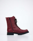 Burgundy Leather Boots with Side Zipper