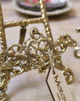 Sabarmati vintage brass display easels, set of 2, luxury handcrafted photo plate card holders, elegant home decor, premium wedding event easel stands by Maravi at brixbailey.com