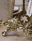 Sabarmati vintage brass display easels, set of 2, luxury handcrafted easels for photos, plates, cards, elegant home decor, wedding display stands by Maravi at brixbailey.com