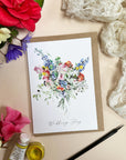Floral Happy Wedding Day Card – Hand-Painted Watercolour Bouquet